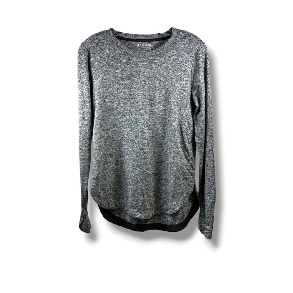 Athleta Long Sleeve Thumbholes in Heathered Gray Black Size S